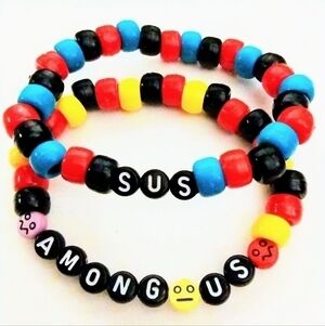 AMONG Us and Sus Kandi Bracelet set with emoji beads